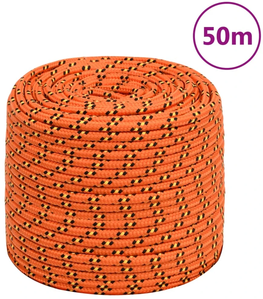 Valties virvė, oranžinės spalvos, 6mm, 50m, polipropilenas