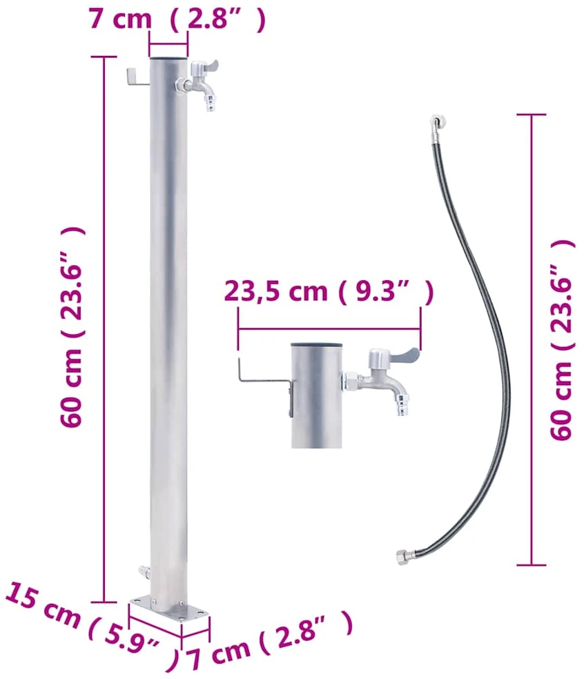 Vandens kolonėlė sodui, 60cm, nerūdijantis plienas, apskrita