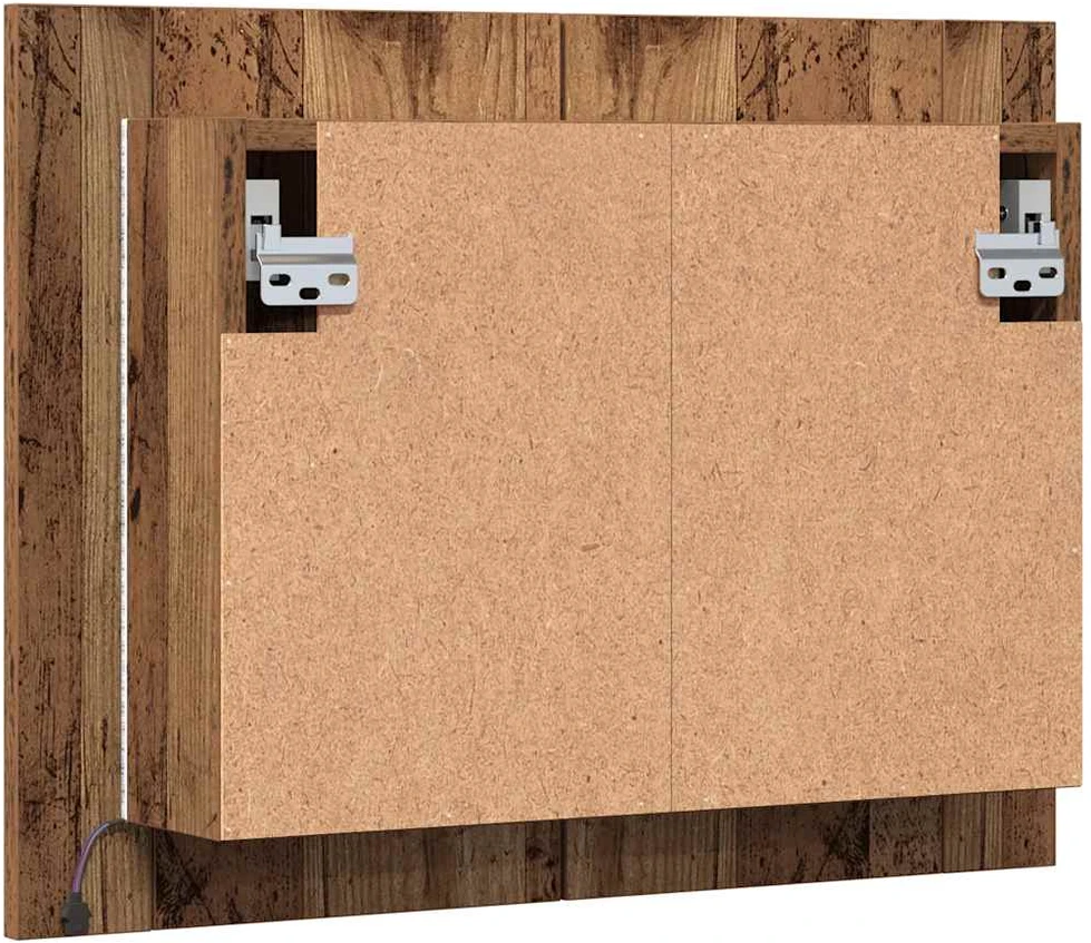 Veidrodinė LED spintelė, medienos, 60x12x45cm, apdirbta mediena