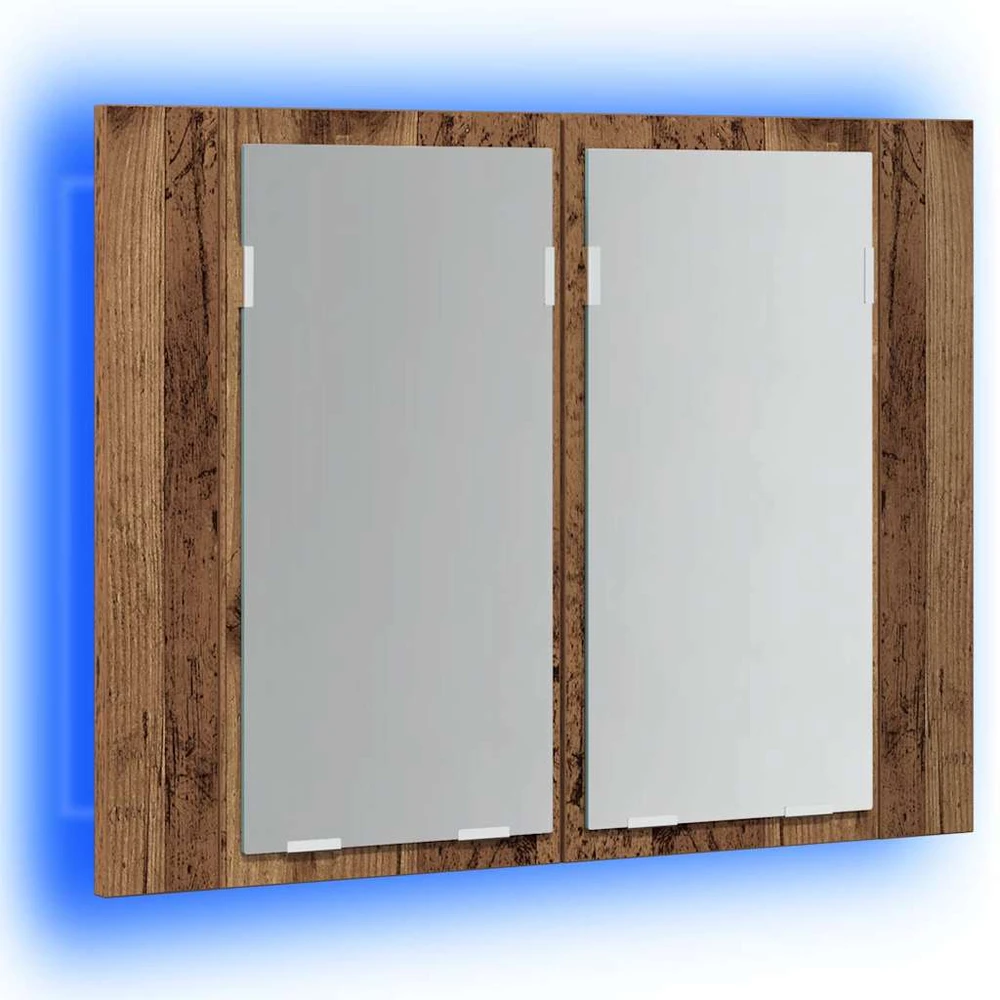 Veidrodinė LED spintelė, medienos, 60x12x45cm, apdirbta mediena