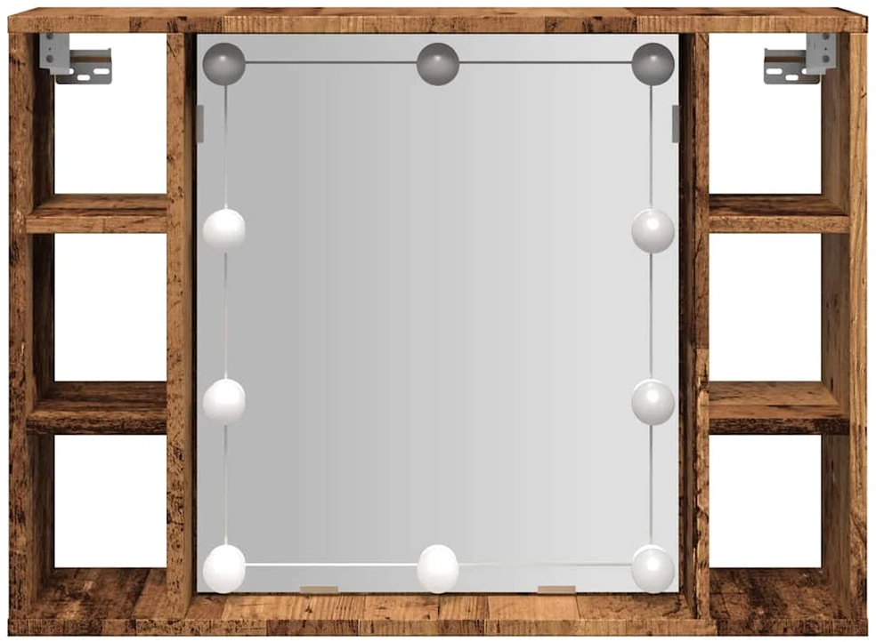 Veidrodinė spintelė su LED apšvietimu, 76x15x55cm, mediena