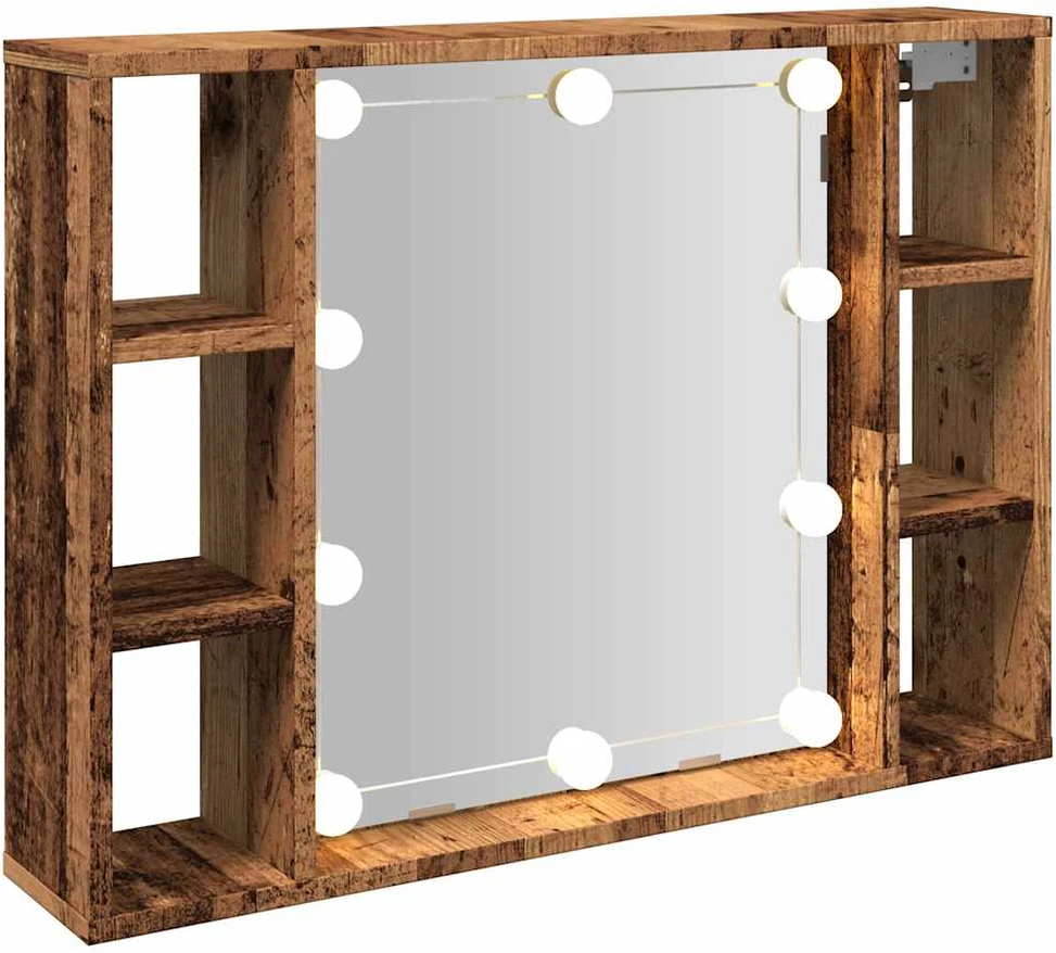Veidrodinė spintelė su LED apšvietimu, 76x15x55cm, mediena