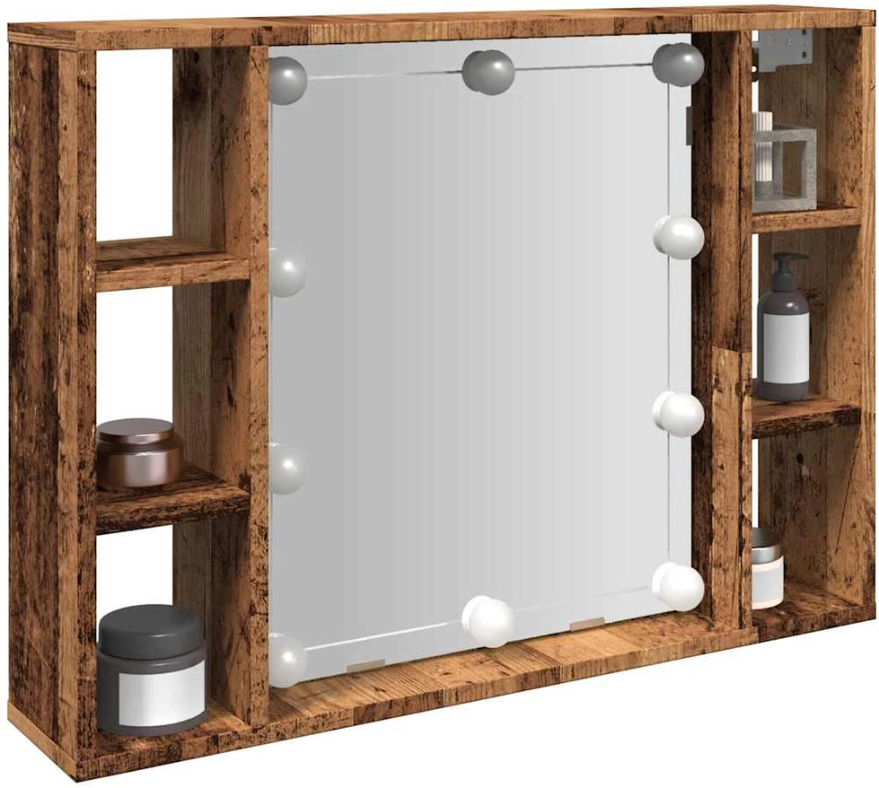 Veidrodinė spintelė su LED apšvietimu, 76x15x55cm, mediena
