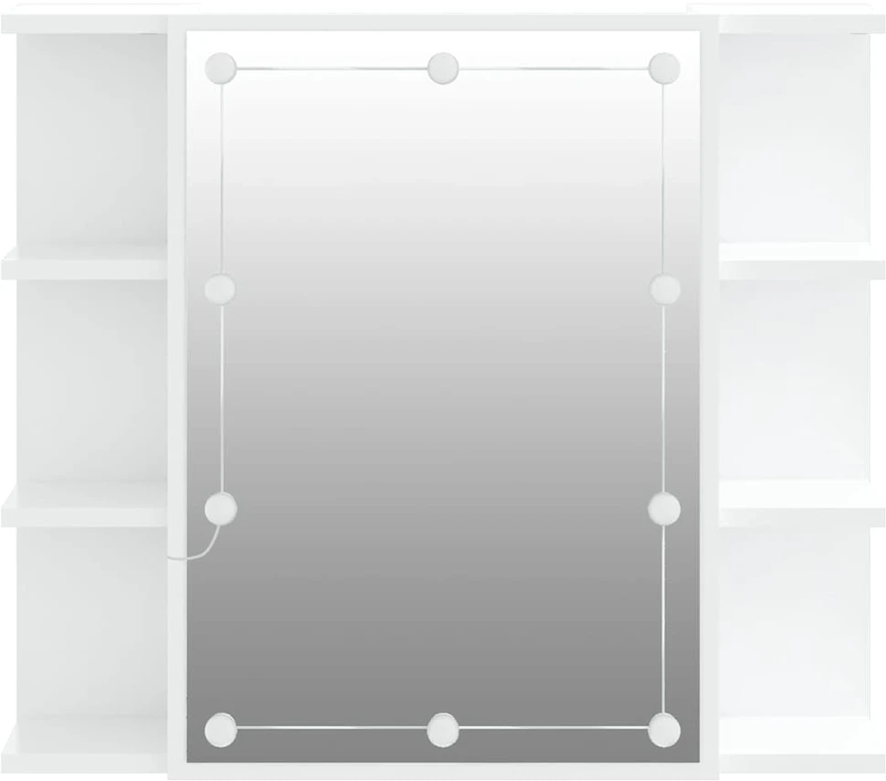 Veidrodinė spintelė su LED apšvietimu, balta, 70x16,5x60cm