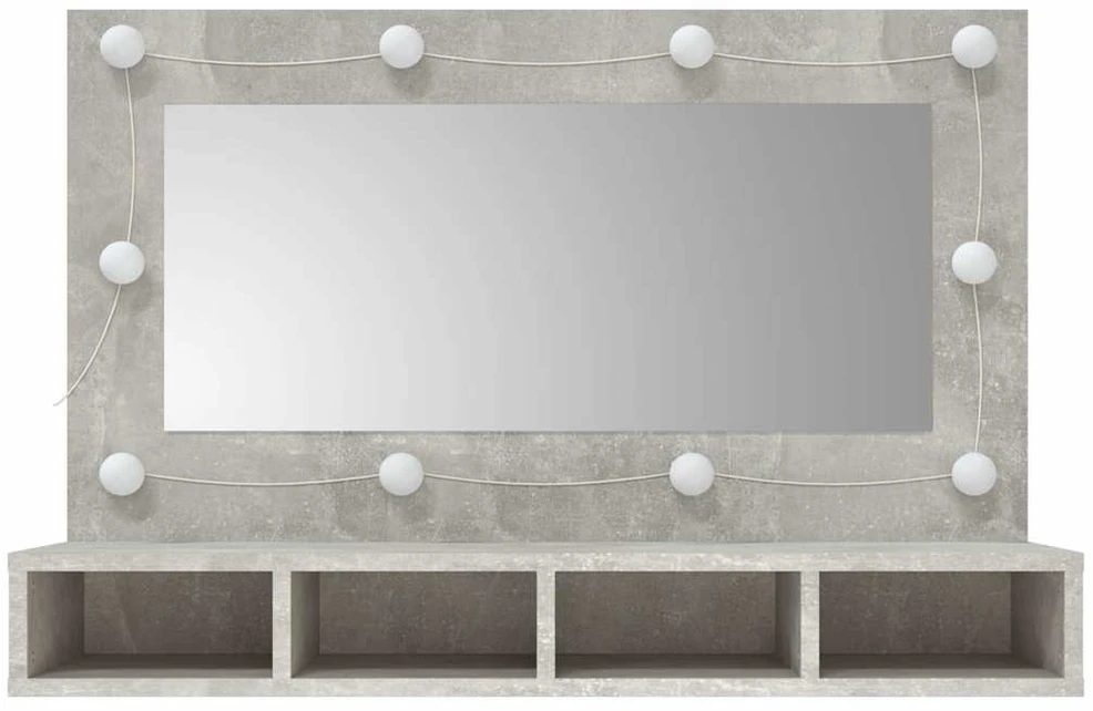 Veidrodinė spintelė su LED apšvietimu, pilka, 90x31,5x62cm