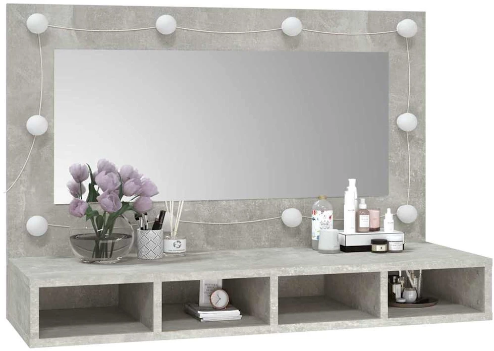 Veidrodinė spintelė su LED apšvietimu, pilka, 90x31,5x62cm