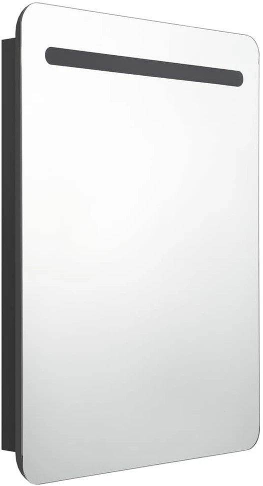 Veidrodinė vonios spintelė su LED apšvietimu, juoda, 60x11x80cm