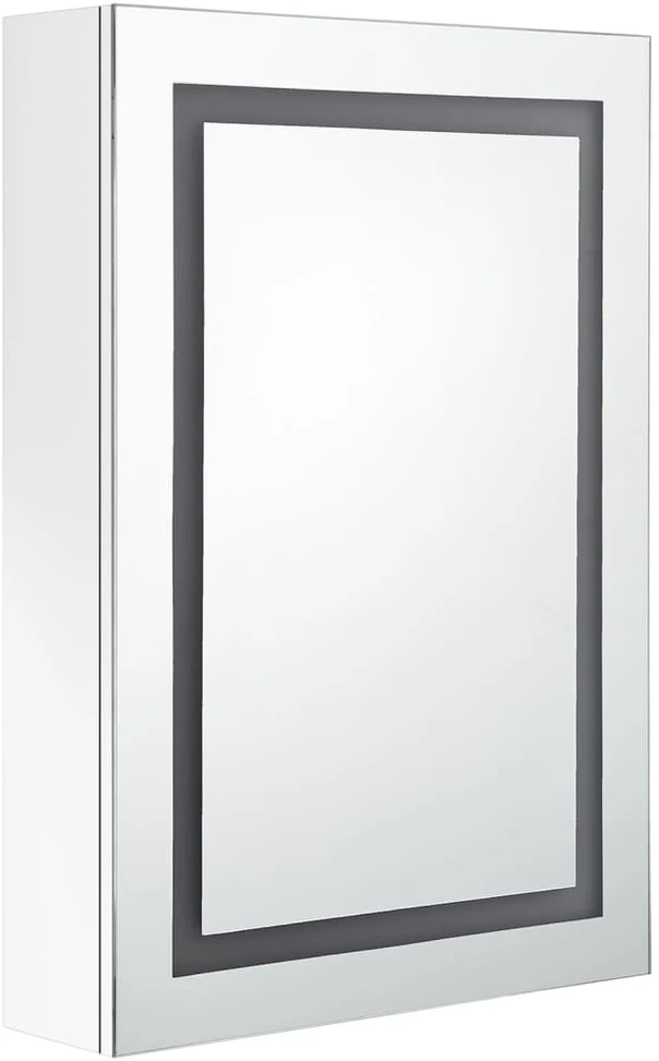 Veidrodinė vonios spintelė su LED, balta, 50x13x70cm, blizgi