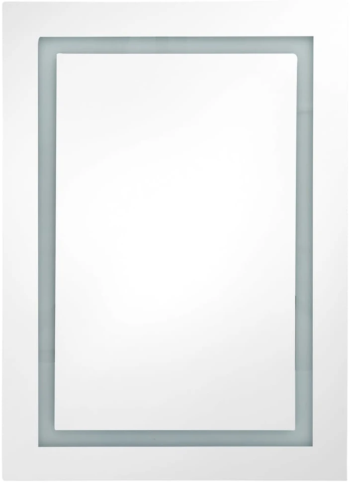 Veidrodinė vonios spintelė su LED, balta, 50x13x70cm, blizgi