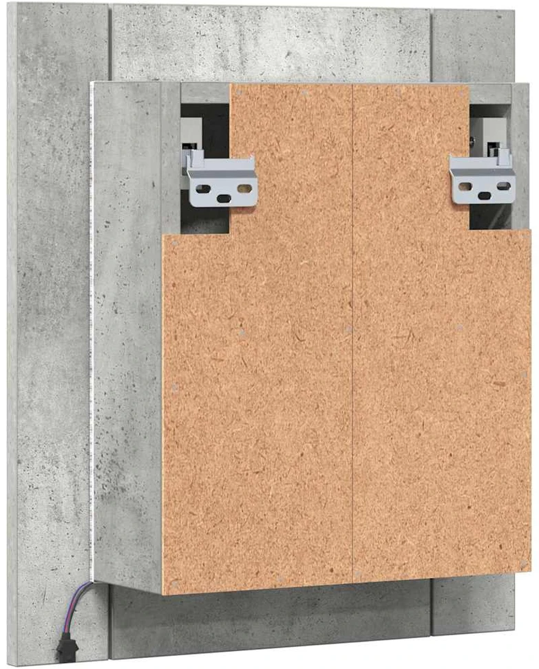 Veidrodinė vonios spintelė su LED, betono, 40x12x45cm, akrilas