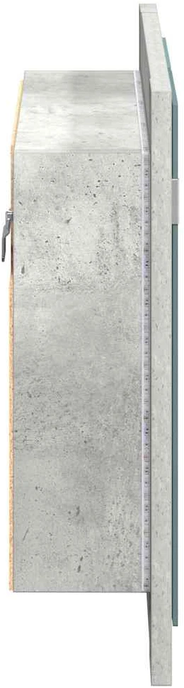 Veidrodinė vonios spintelė su LED, betono, 60x12x45cm, akrilas