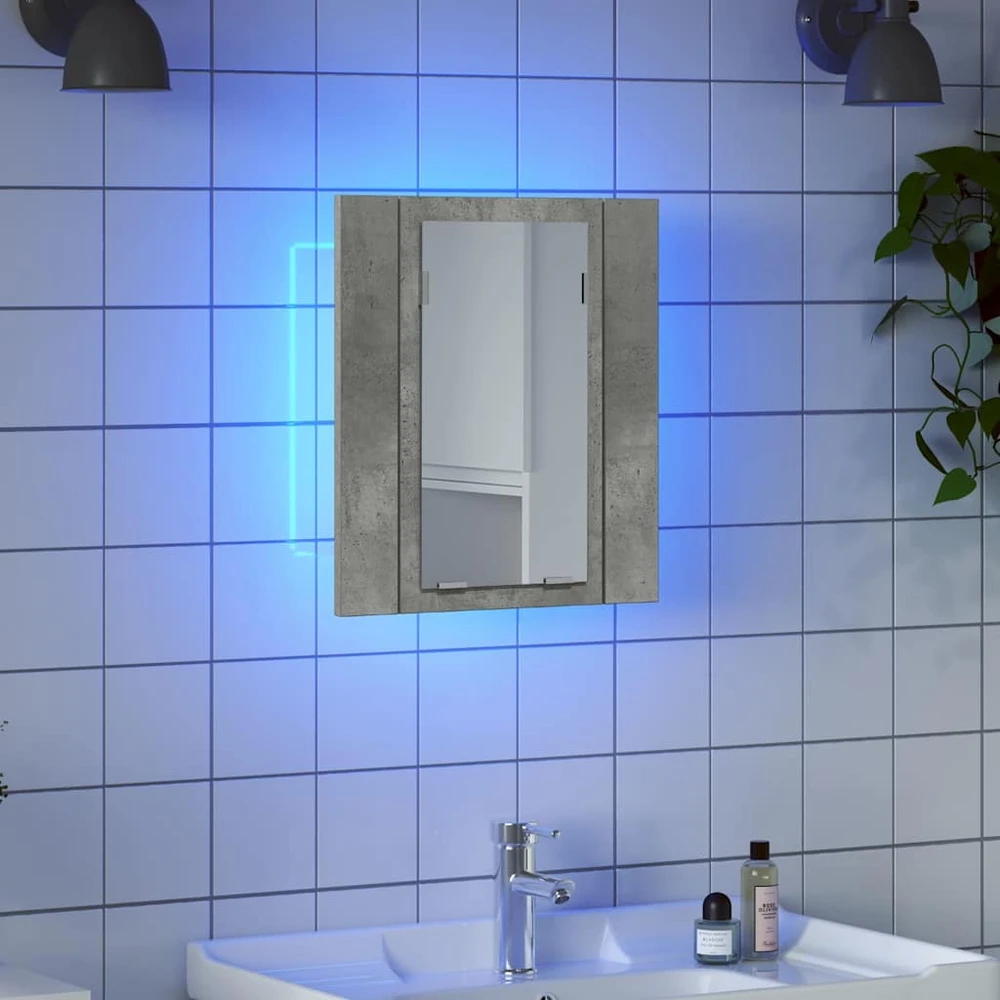 Veidrodinė vonios spintelė su LED, betono, 40x12x45cm, akrilas