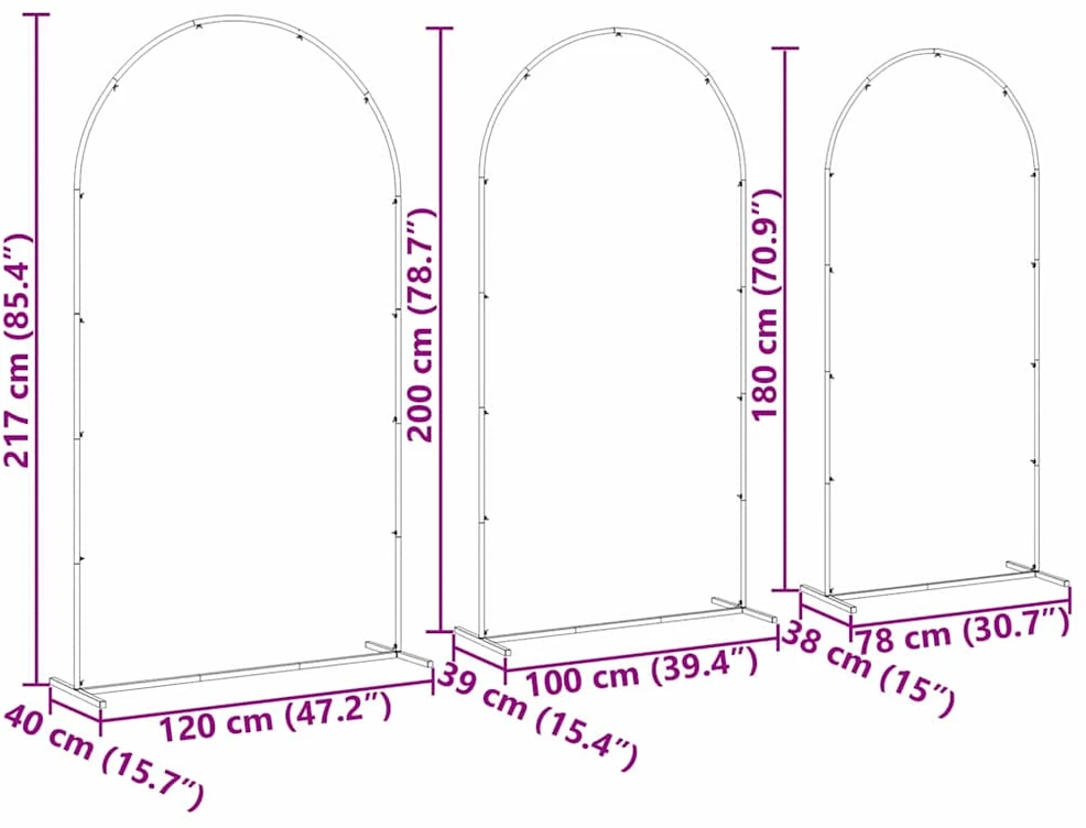 Vestuvinis Arklys 3 vnt. Balta 120 x 40 x 217 cm Plienas