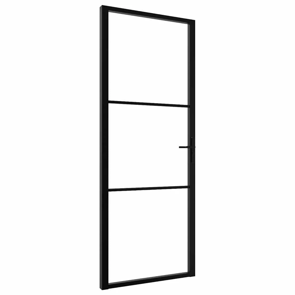 Vidaus durys, juodos, 76x201,5cm, ESG stiklas ir aliuminis
