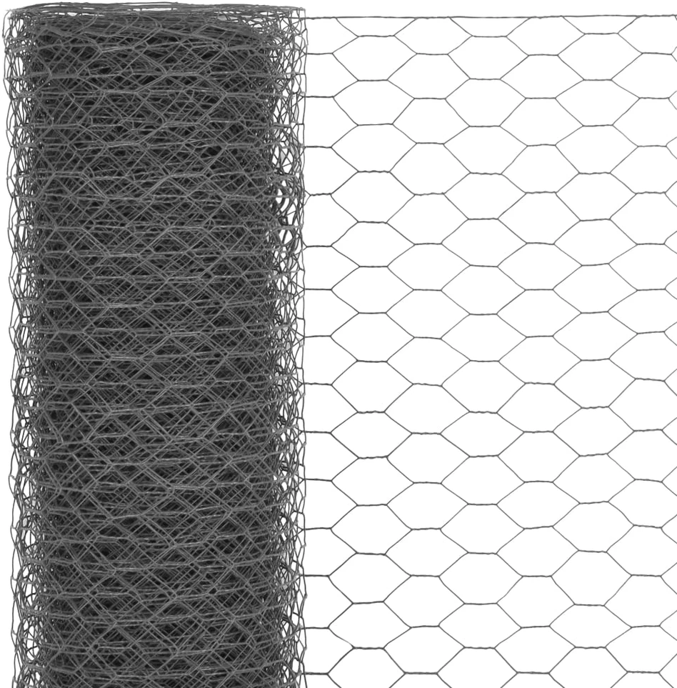 Vielos tinklas viščiukų aptvarui su PVC danga, pilkas, 25x0,5m