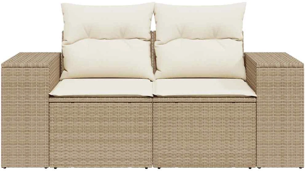 Vienvietė sodo sofa su pagalvėlėmis, smėlio, poliratanas