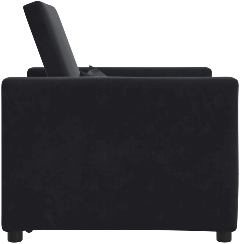 Fotelis Ištraukiamas sofa-lova vienvietis su ratais Juoda Aksomas