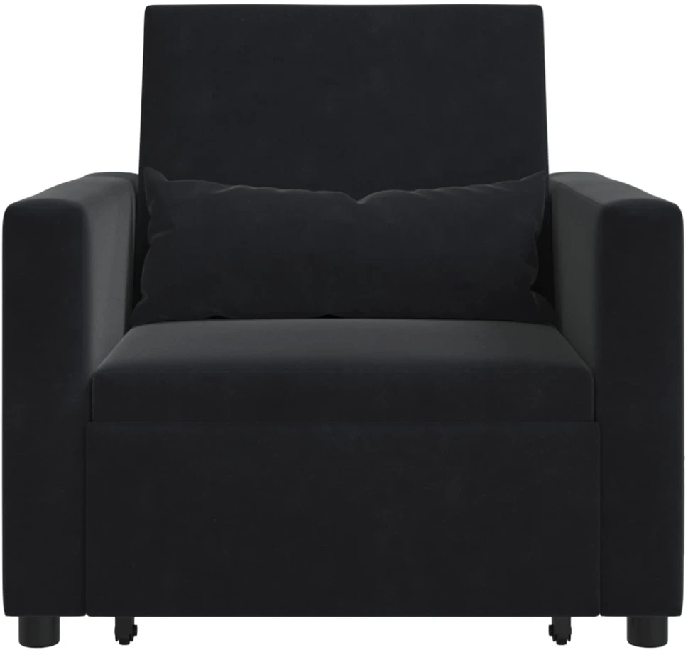 Fotelis Ištraukiamas sofa-lova vienvietis su ratais Juoda Aksomas