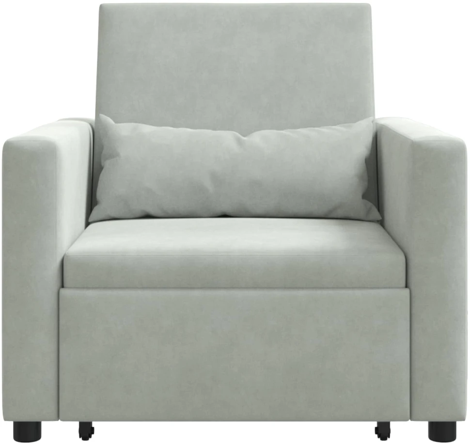 Fotelis Ištraukiamas sofa-lova vienvietis Šviesiai pilka Aksomas