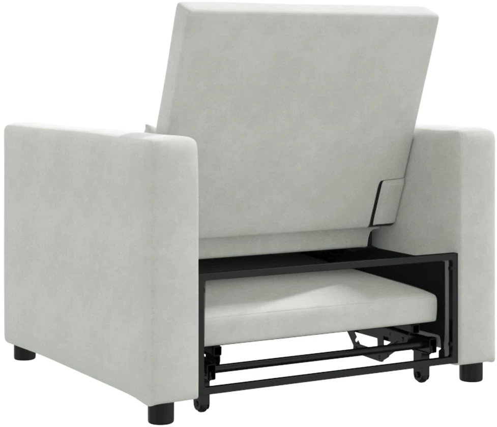 Fotelis Ištraukiamas sofa-lova vienvietis Šviesiai pilka Aksomas