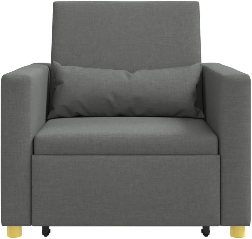 Fotelis Ištraukiamas sofa-lova vienvietis su ratu Tamsiai pilka audinys