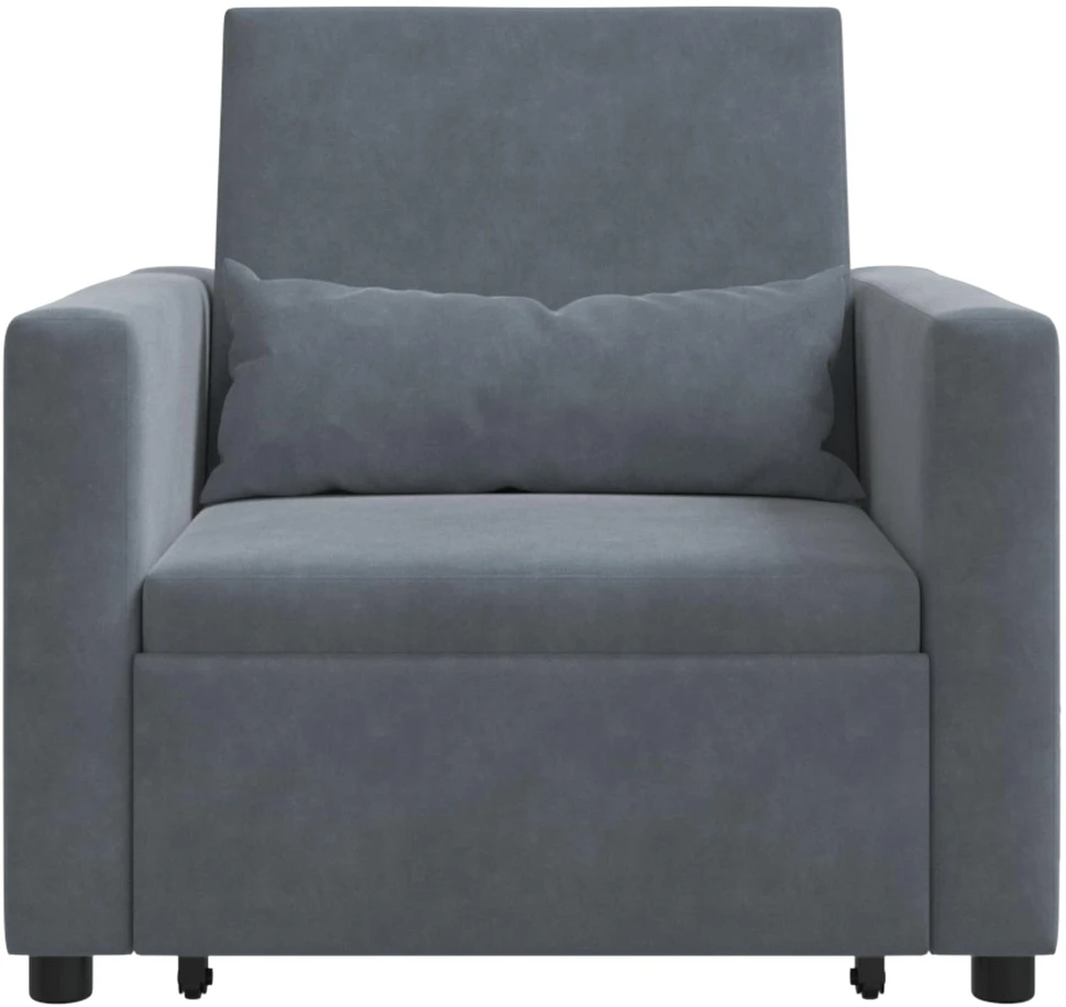 Fotelis Ištraukiamas sofa-lova vienvietis Tamsiai pilka Aksomas