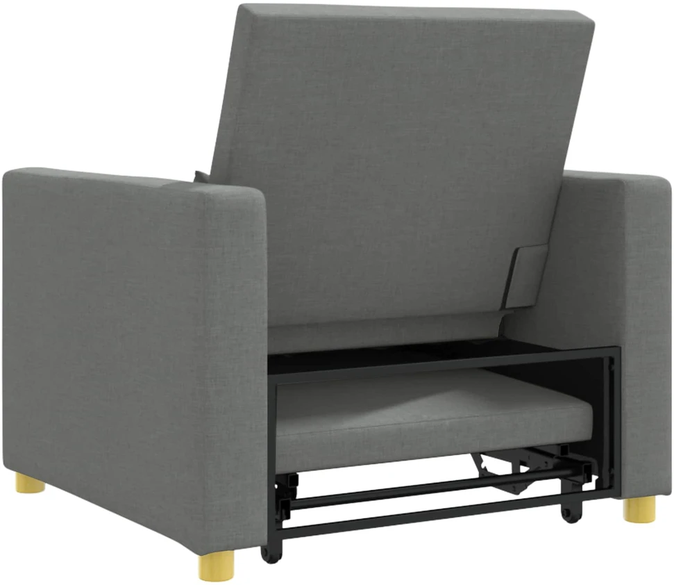 Fotelis Ištraukiamas sofa-lova vienvietis su ratu Tamsiai pilka audinys