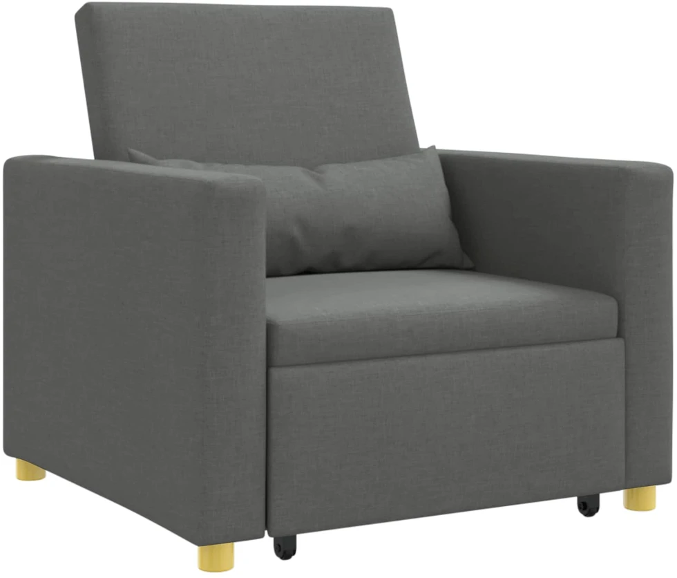 Fotelis Ištraukiamas sofa-lova vienvietis su ratu Tamsiai pilka audinys