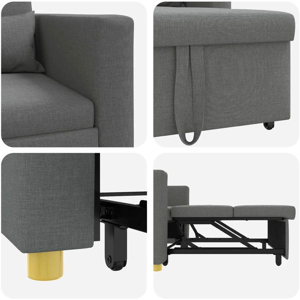 Fotelis Ištraukiamas sofa-lova vienvietis su ratu Tamsiai pilka audinys