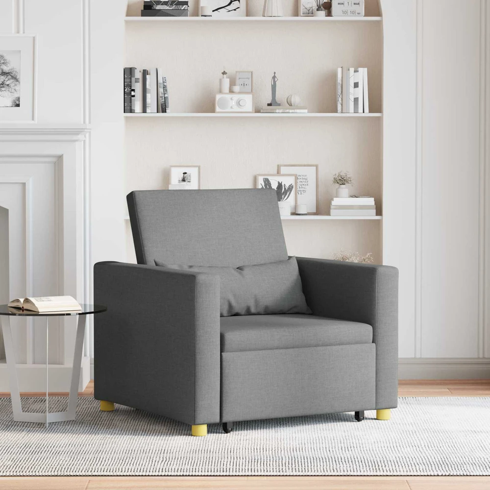 Fotelis Ištraukiamas sofa-lova vienvietis su ratu Tamsiai pilka audinys