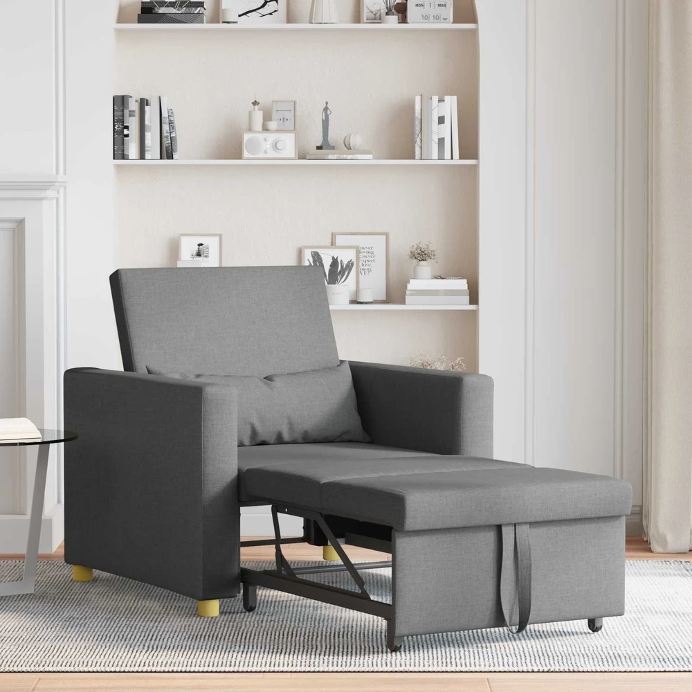 Fotelis Ištraukiamas sofa-lova vienvietis su ratu Tamsiai pilka audinys