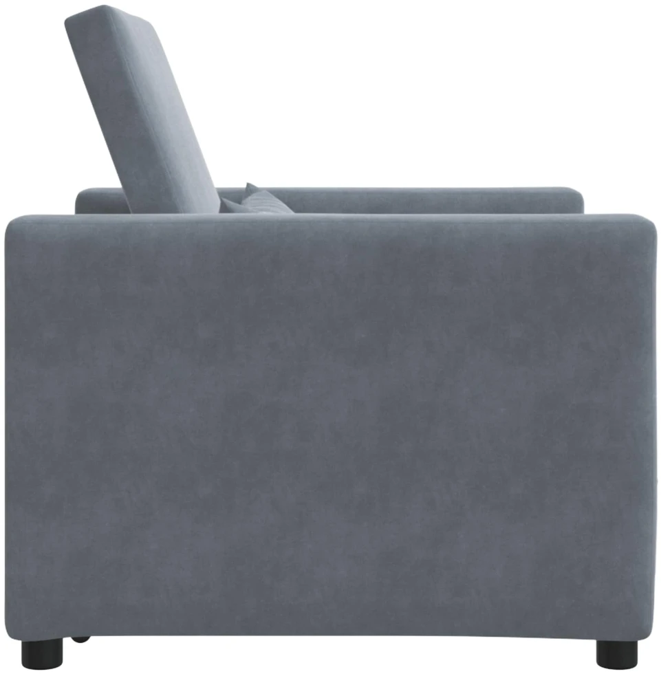 Fotelis Ištraukiamas sofa-lova vienvietis Tamsiai pilka Aksomas