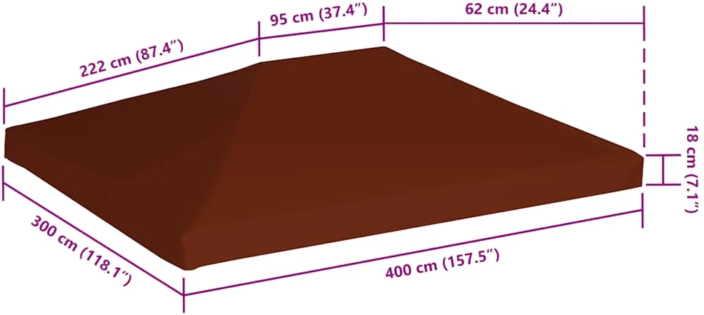 Viršutinis pavėsinės uždangalas, terakota, 3x4m, 310 g/m²
