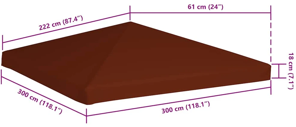 Viršutinis pavėsinės uždangalas, terakota, 3x3m, 310 g/m²