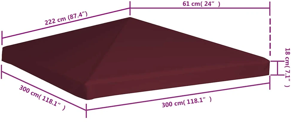 Viršutinis pavėsinės uždangalas, vyšninis, 3x3m, 310 g/m²
