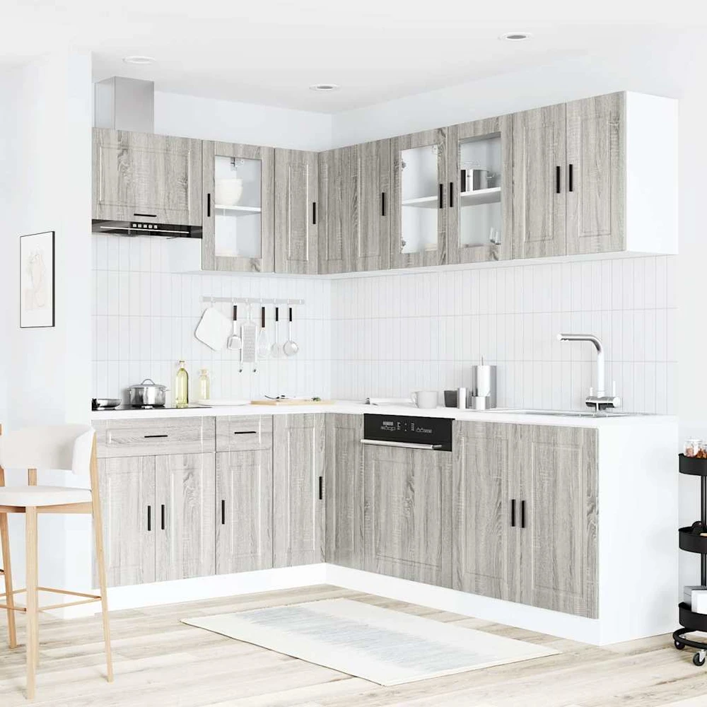 Virtuvinių spintelių komplektas, 11 dalių, Porto, pilka