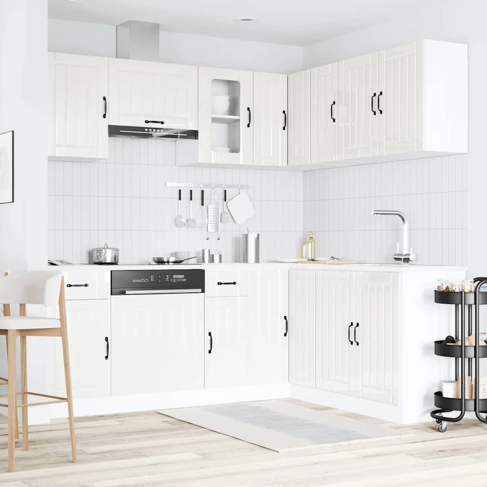 Virtuvinių spintelių komplektas, 11 dalių, Kalmar, balta