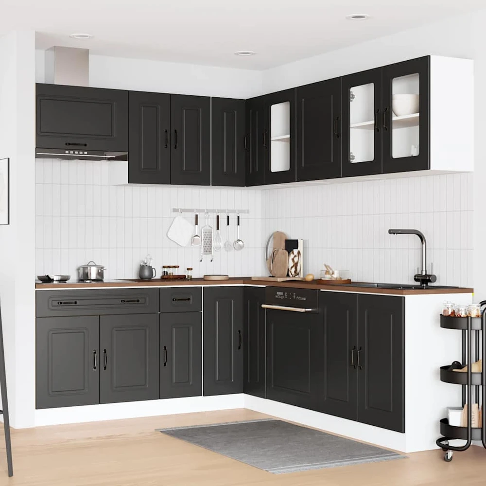 Virtuvinių spintelių komplektas, 11 dalių, Kalmar, juoda