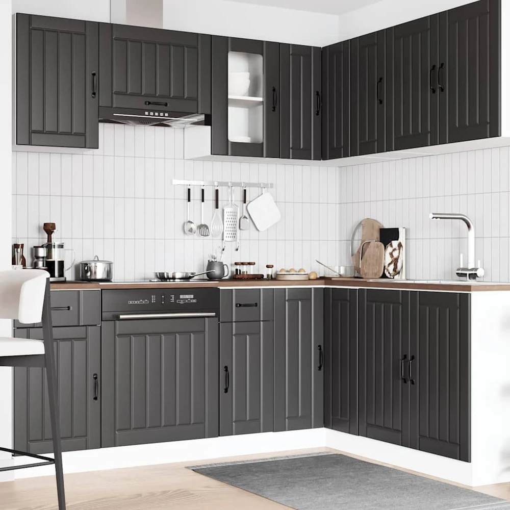 Virtuvinių spintelių komplektas, 11 dalių, Kalmar, juoda