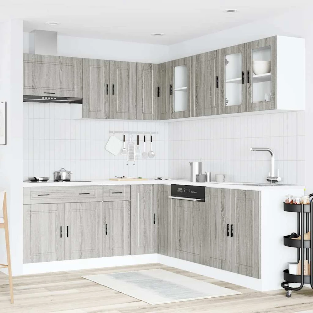 Virtuvinių spintelių komplektas, 11 dalių, Porto, pilka