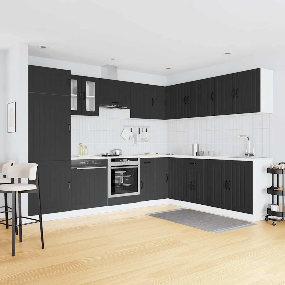 Virtuvinių spintelių komplektas, 14 dalių, Lucca, juoda