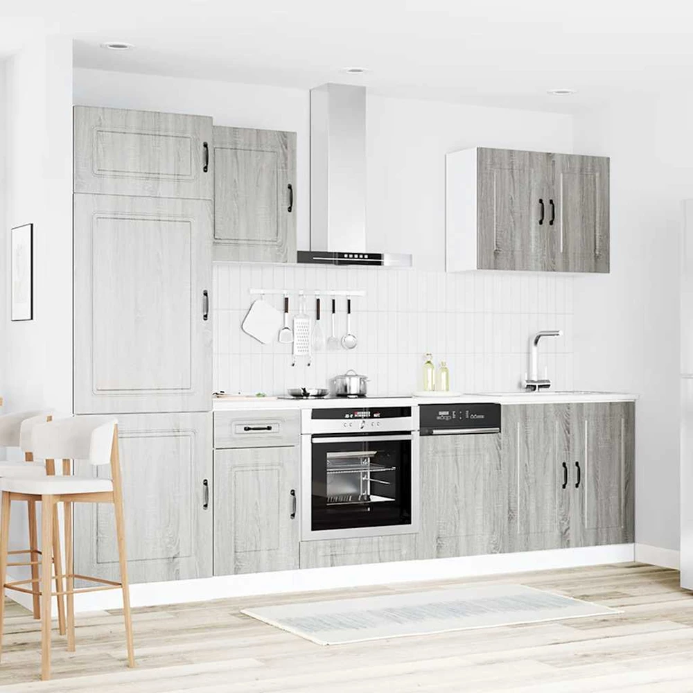 Virtuvinių spintelių komplektas, 7 dalių, Kalmar, pilka