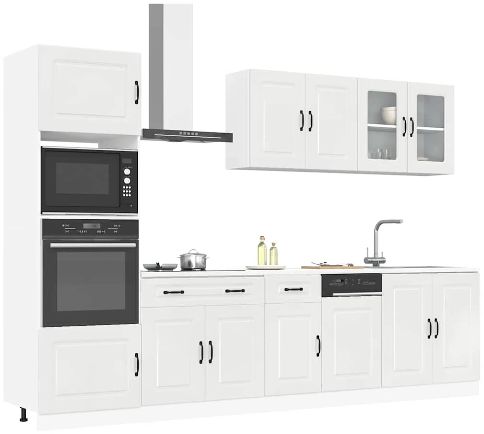 Virtuvinių spintelių komplektas, 7 dalių, Kalmar, balta