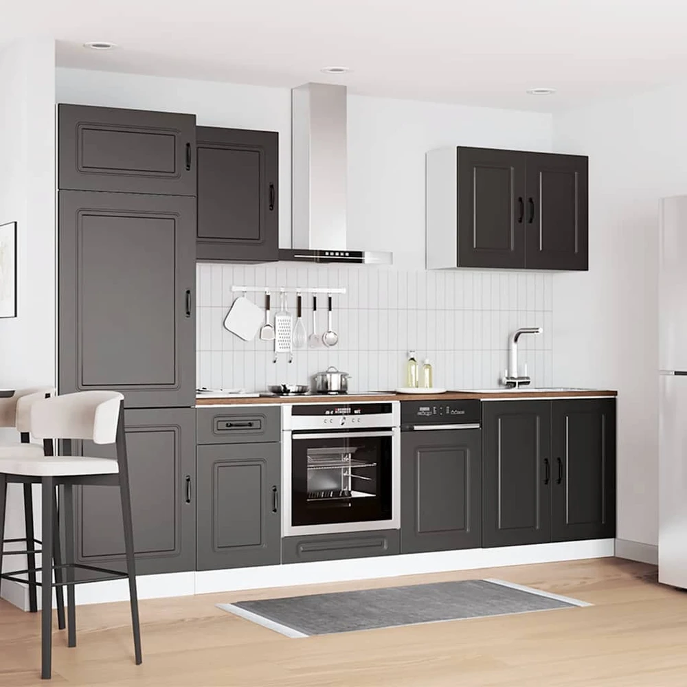 Virtuvinių spintelių komplektas, 7 dalių, Kalmar, juoda