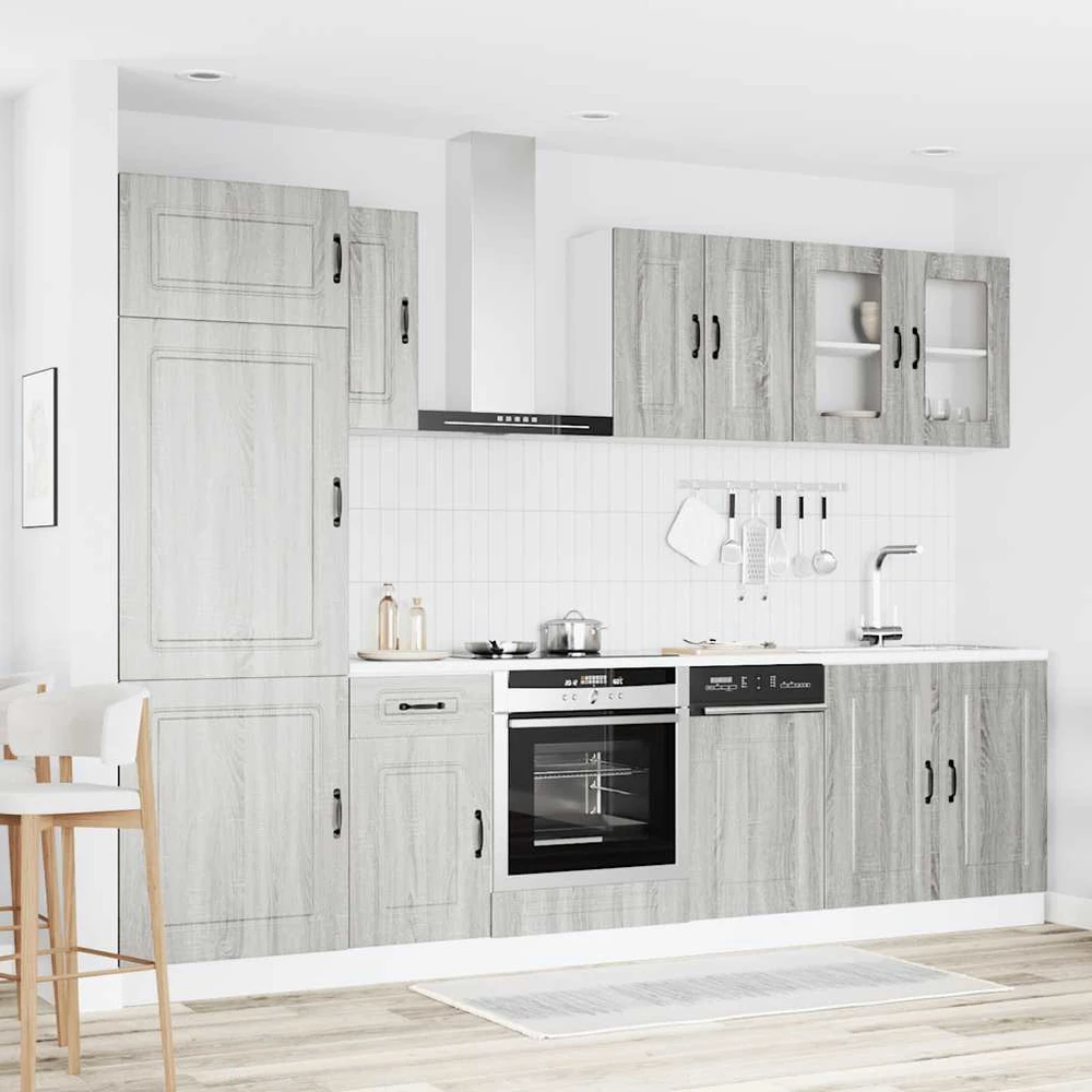 Virtuvinių spintelių komplektas, 8 dalių, Kalmar, pilka