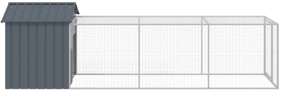Viščiukų narvas su aptvaru, antracito, 117x405x123cm, plienas