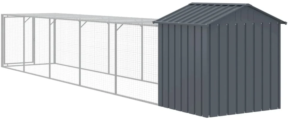Viščiukų narvas su aptvaru, antracito, 117x609x123cm, plienas