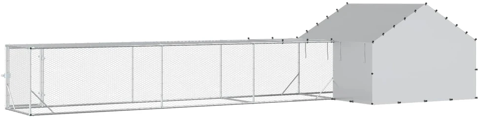 Vištidė su stogu ir kiemu 2 vnt. Sidabrinė 7 x 2 x 1,5 m
