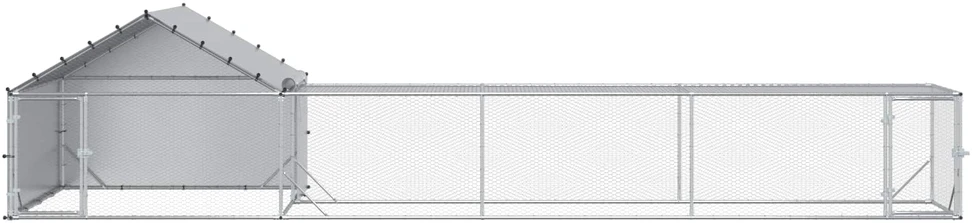 Vištidė su stogu ir kiemu 2 vnt. Sidabrinė 7 x 2 x 1,5 m