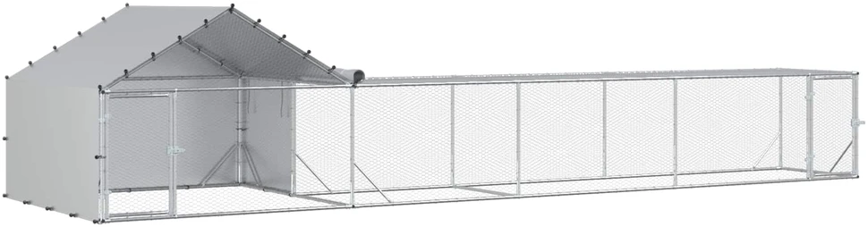 Vištidė su stogu ir kiemu 2 vnt. Sidabrinė 7 x 2 x 1,5 m